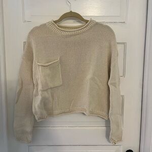 Urban Outfitters Off-White Crew Neck Sweater Cropped
